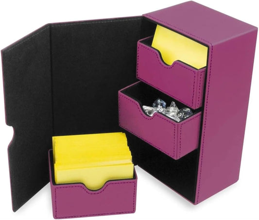 Deck Vault-Lx 200 - Pink | Premium Card Deck Box with 100 Sleeved Card Capacity, Magnetic Closure, and Dice Tray | for Magic Commander, Pokemon