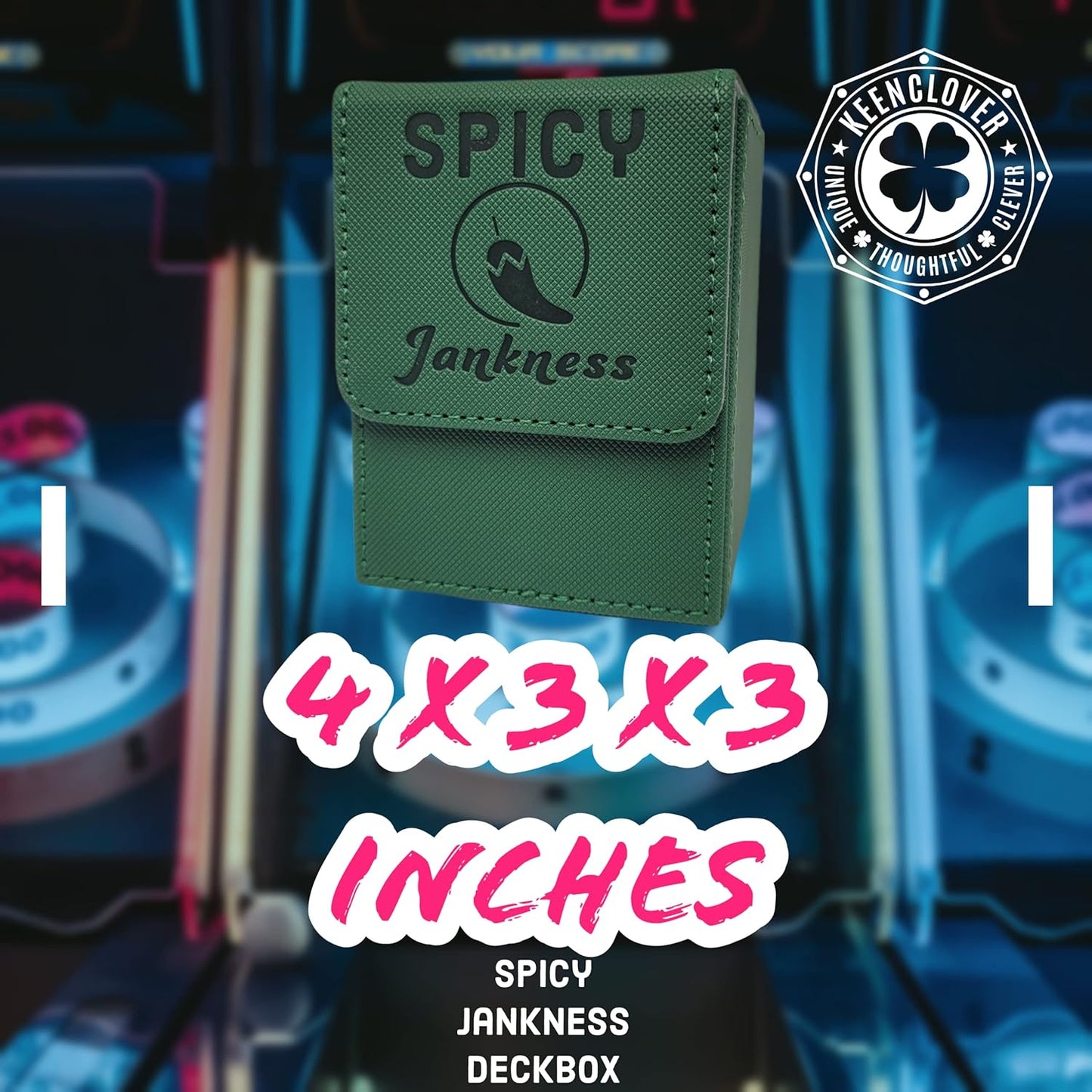 Card Deckbox for CCG TCG, Holds 100-115 Sleeved Cards, PVC Free Deck Box (Spicy Jankness)